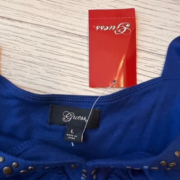NWT Guess midi halter dress. Beautiful royal blue. Rayon, spandex fabric. Size L - Picture 6 of 9